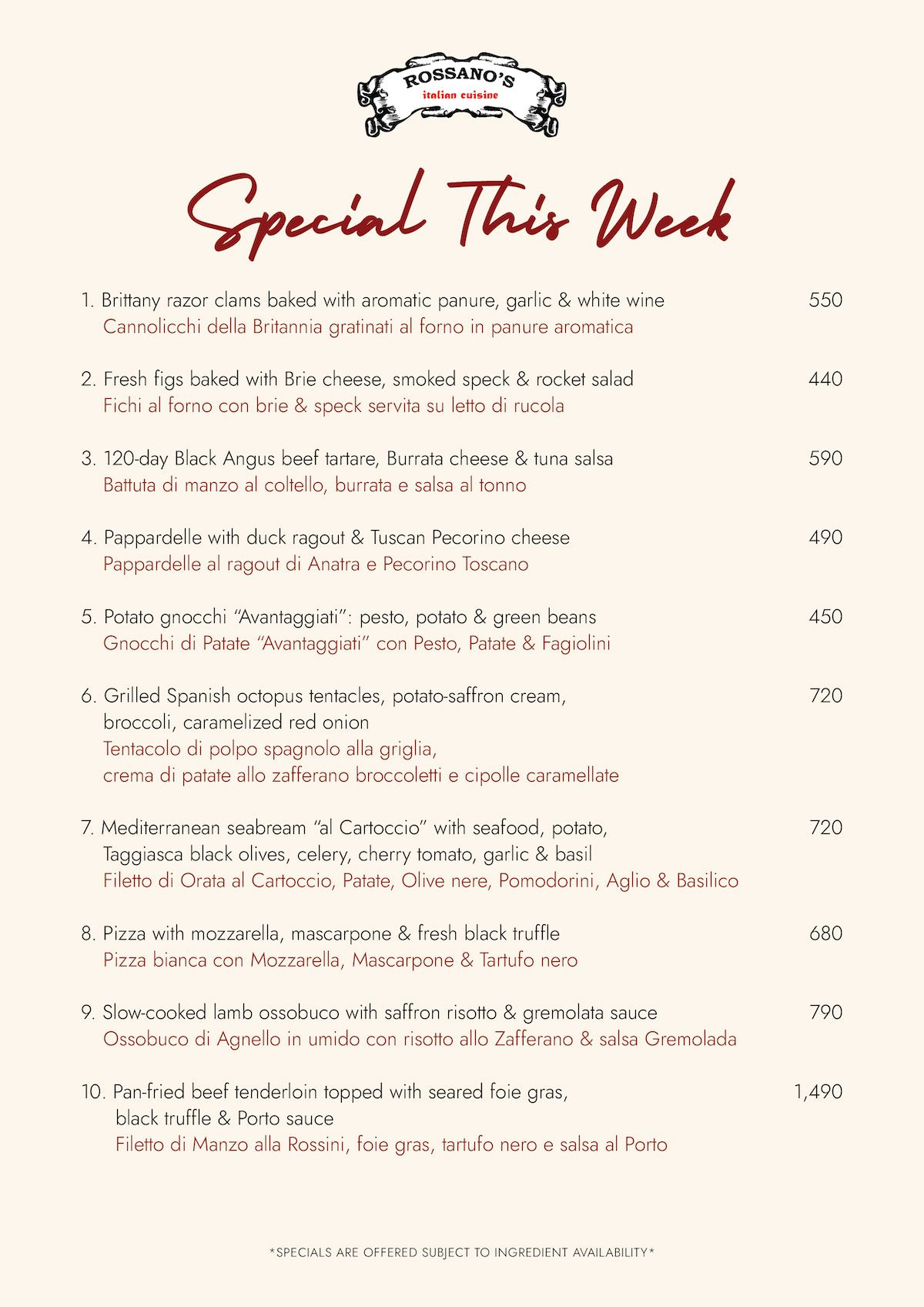 special of the week